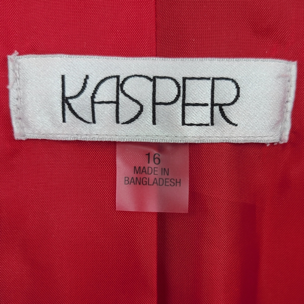 Kasper Red Single Button Plus Size Blazer Size 16 - image 3